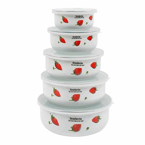 5 էլամապատ տարաների հավաքածու Strawberries BB