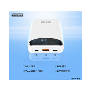 Հեռախոսի Լիցքավորիչ Power Bank REMAX RPP-68 20000mAh (QC+PD) EE