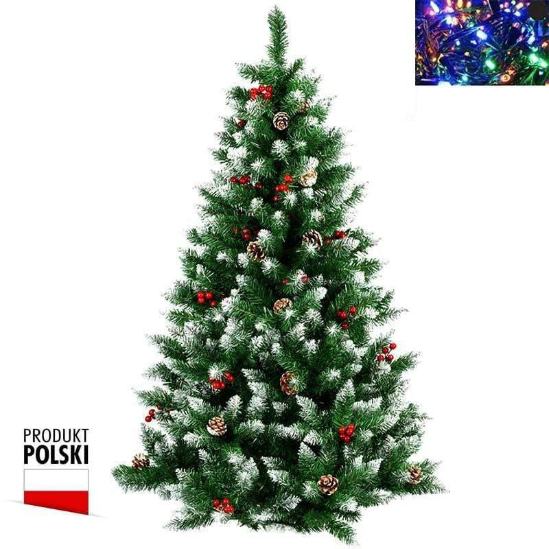Польская елка со снежными кончиками с шишками и ягодами Зофия 180 на 240 см